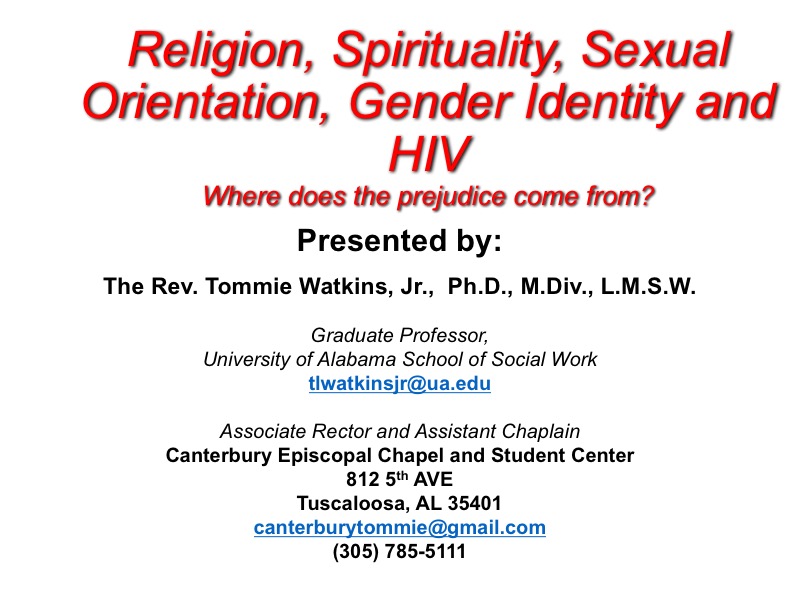 Webinar: Religion, Spirituality, Sexual Orientation, Gender Identity and HIV