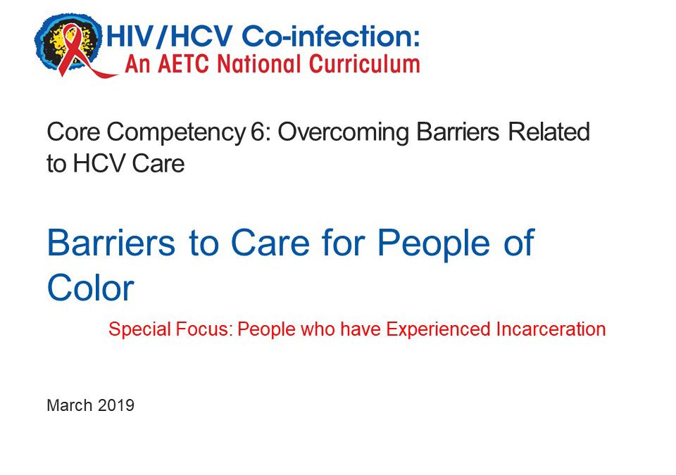 Webinar:  Barriers to HCV Care Among Persons of Color