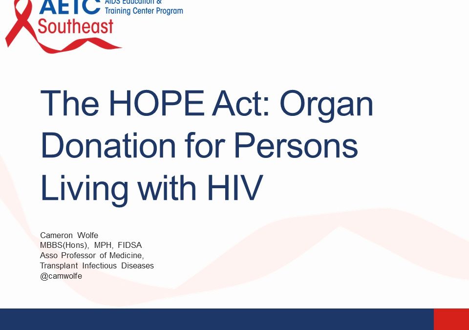 Webinar: HOPE Act: Organ Donation for PWH