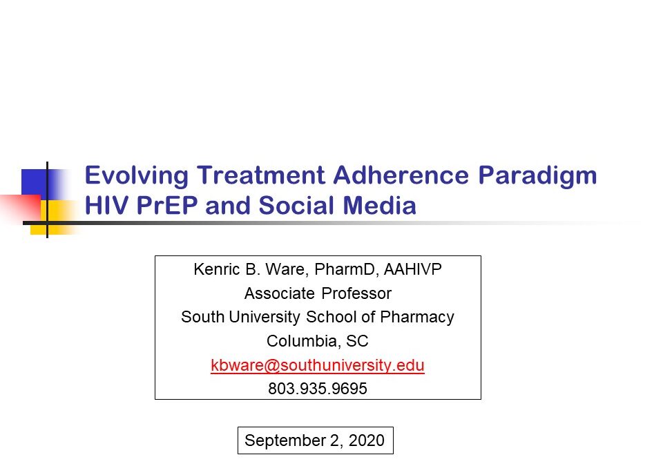 Webinar: Evolving Treatment Adherence Paradigm HIV PrEP and Social Media
