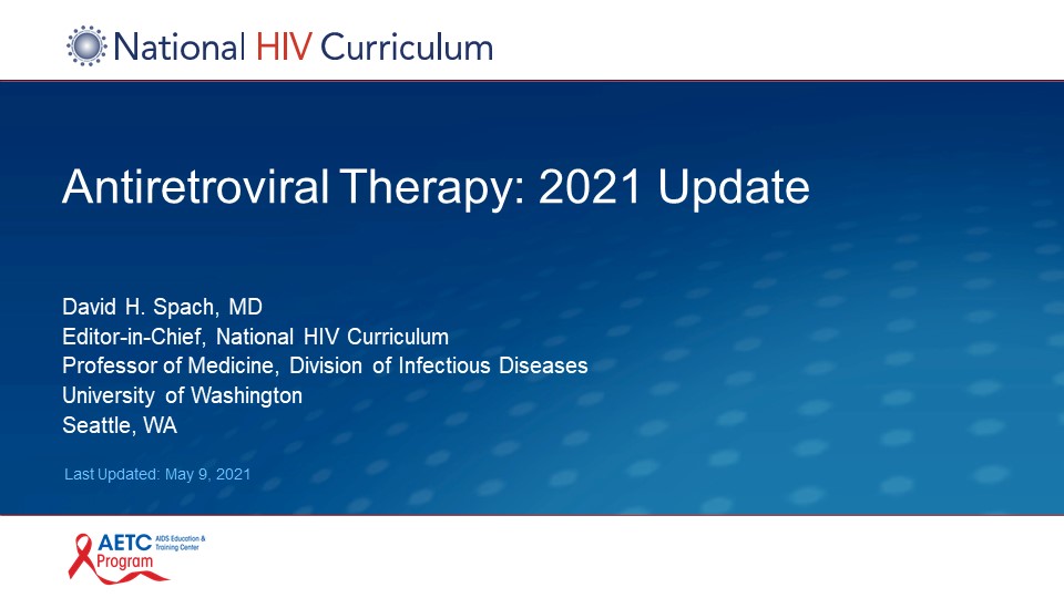 Webinar: Antiretroviral Therapy – 2021 Update