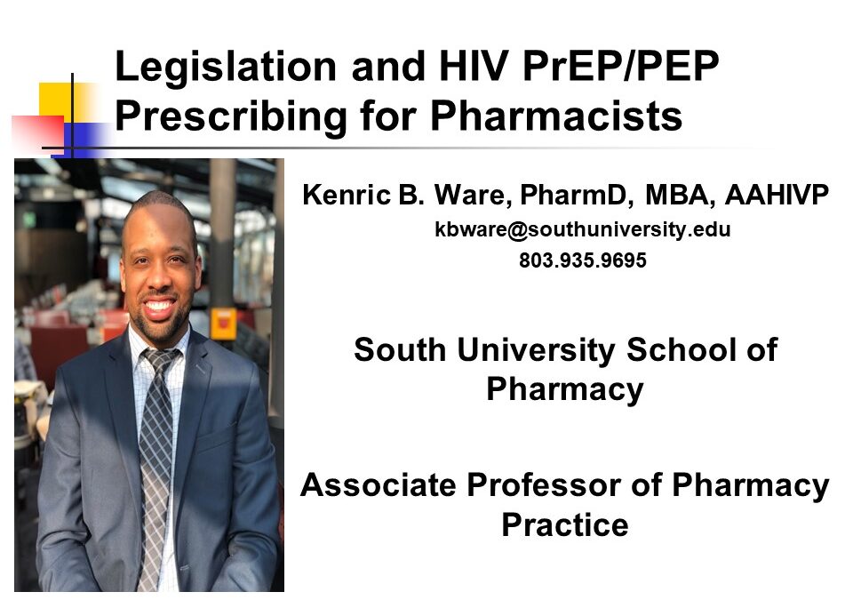 Webinar: Legislation and HIV PrEP/PEP Prescribing for Pharmacists