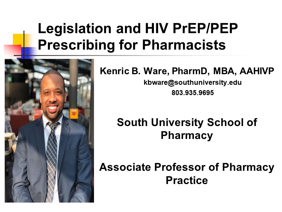 Legislation and HIV PrEP-PEP Prescribing for Pharmacists Title Slide