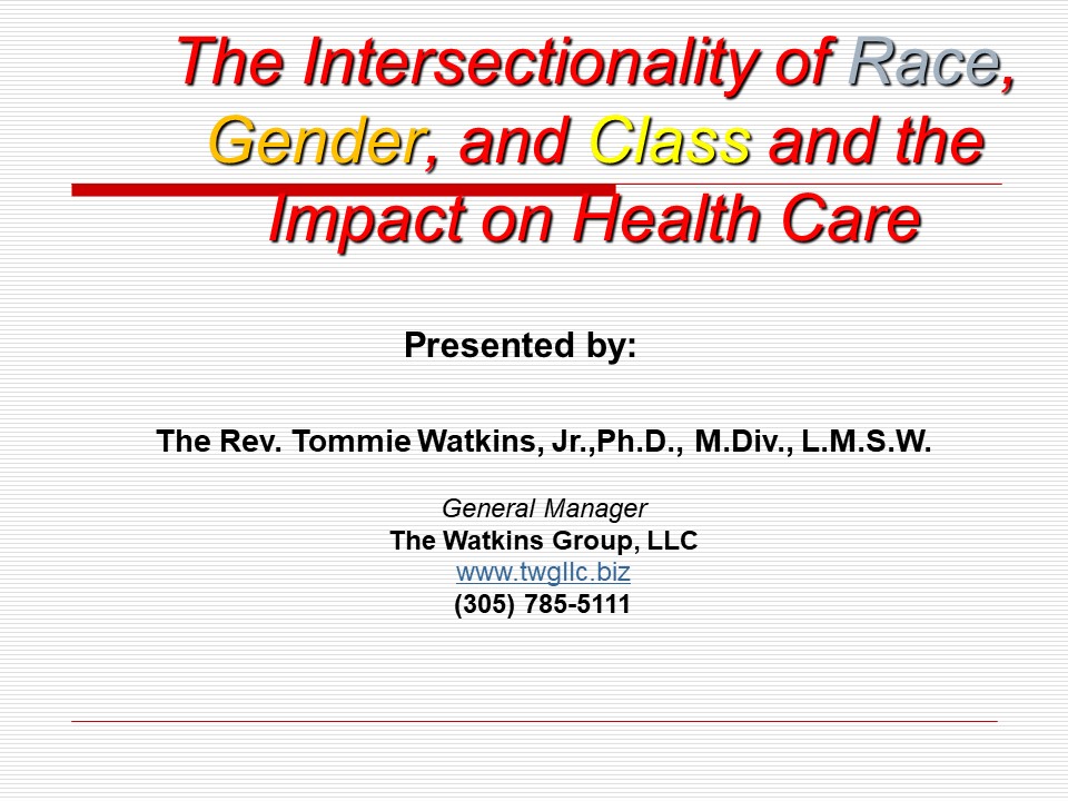 The Intersectionality of Race, Gender, and Class and the Impact on Health Care Title Slide