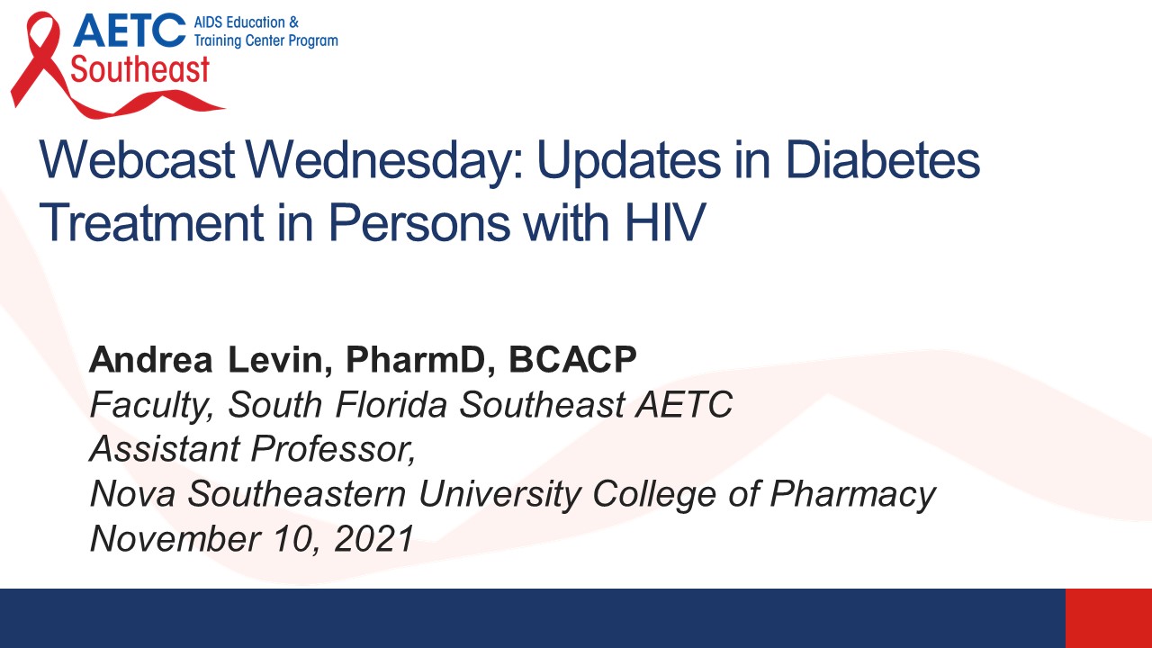 Updates in Diabetes Treatment in Persons with HIV Title Slide